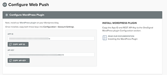 Copy the API keys Copy the API keys