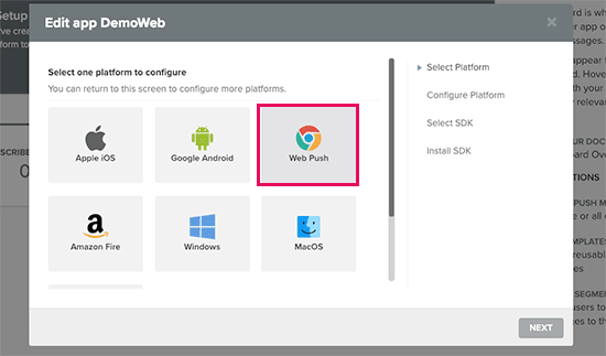 Choose app platform Choose app platform