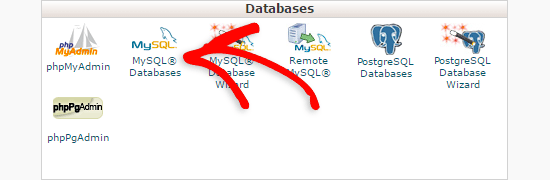 Database section in cpanel