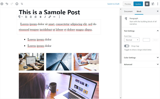 Gutenberg Post Edit Screen Gutenberg Post Edit Screen
