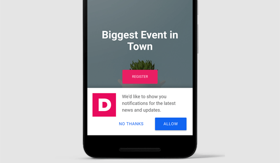 Push notification optin on mobile browser Push notification optin on mobile browser