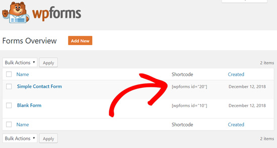 WPForms all forms with shortcodes WPForms all forms with shortcodes