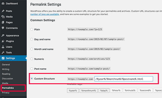 Change permalinks Change permalinks