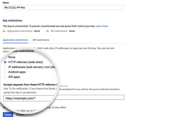 Browser api key settings