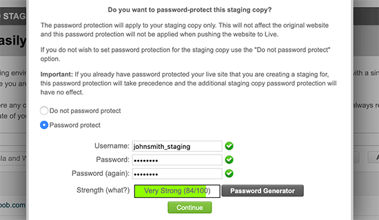 Password protect staging site