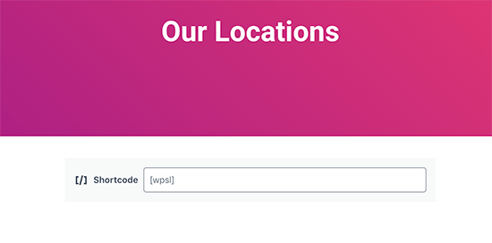Store locator shortcode