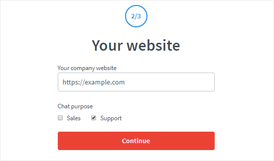 Create a LiveChat account step two Create a LiveChat account step two