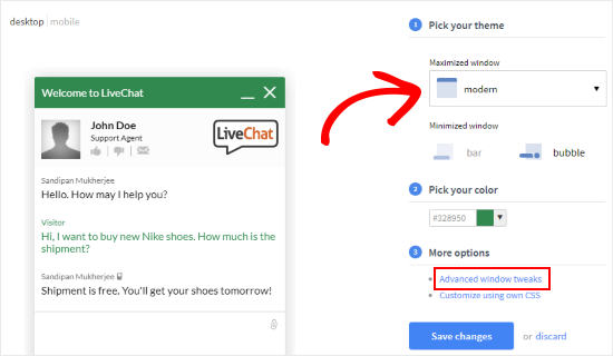 Customize LiveChat Window Customize LiveChat Window