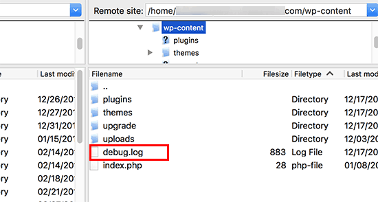 Debug log Debug log