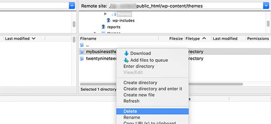 Delete current theme Delete current theme