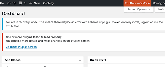 WordPress recovery mode WordPress recovery mode