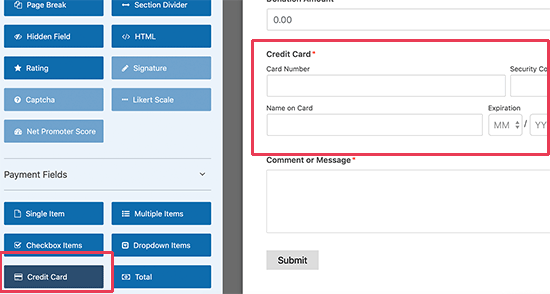 Adding Stripe credit card field to your form