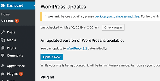Ignoring WordPress updates Ignoring WordPress updates
