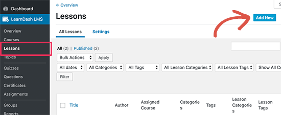 Add new lesson