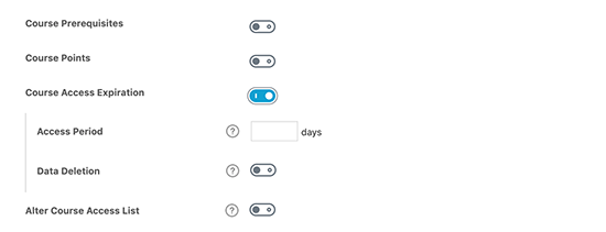 Control course options