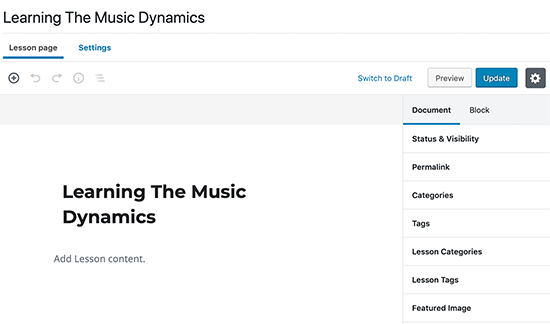 Creating a lesson in LearnDash