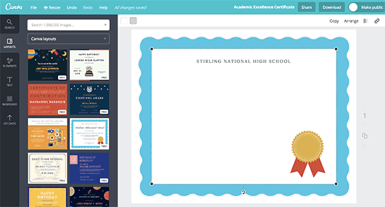 Select certificate image