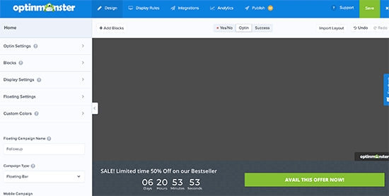 Adding a floating bar with custom message