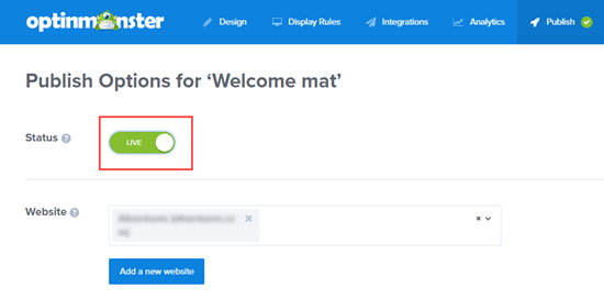 Making your welcome mat campaign live