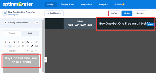 Editing the text for your alert bar