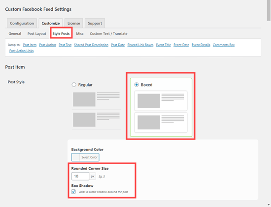 Changing how the Facebook posts are styled in the timeline by adding a box and rounded corners Changing how the Facebook posts are styled in the timeline by adding a box and rounded corners