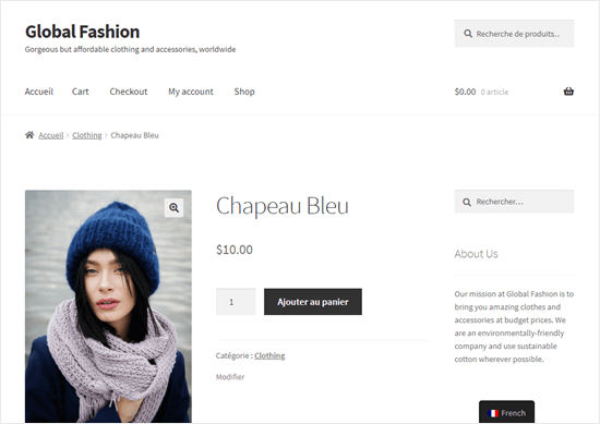 The Blue Hat page, partially translated into French The Blue Hat page, partially translated into French