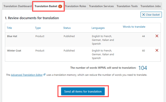 Sending your products for translation Sending your products for translation