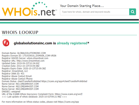 Looking up website details on whois.net Looking up website details on whois.net