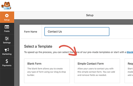 Create new contact form