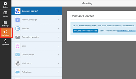 Connect your email marketing service to WPForms