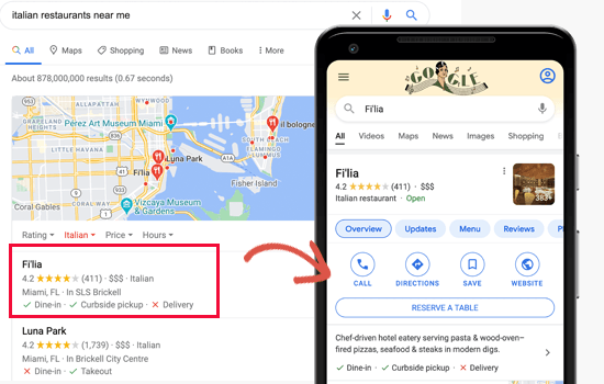 Local SEO search result example