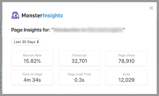 Page insights example data