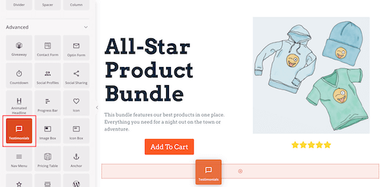 Add product testimonials block