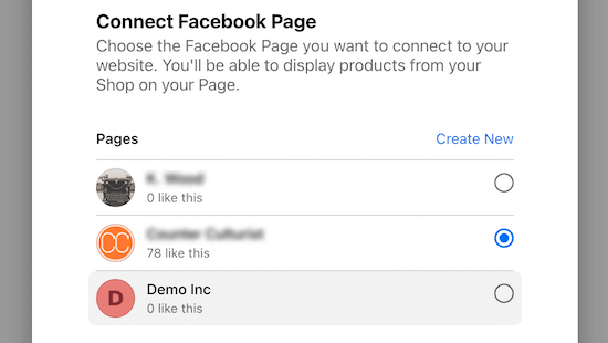 Connect to Facebook page