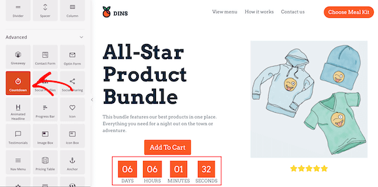 Product countdown timer