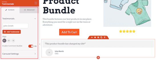 Customize product testimonials
