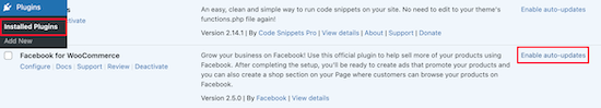 Enable automatic plugin updates