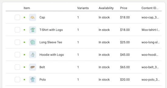 Facebook to WooCommerce backend products