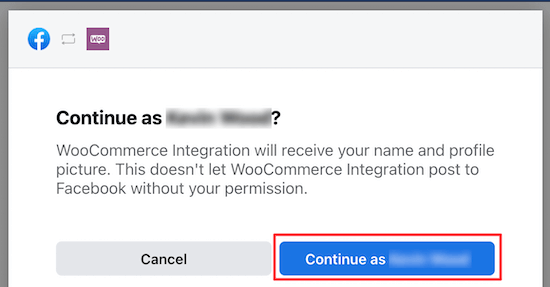 Login to Facebook continue as