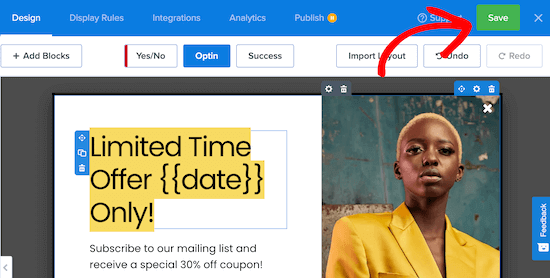 Save dynamic text popup