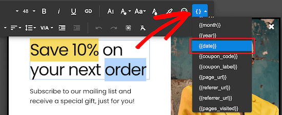 Select dynamic smart tag