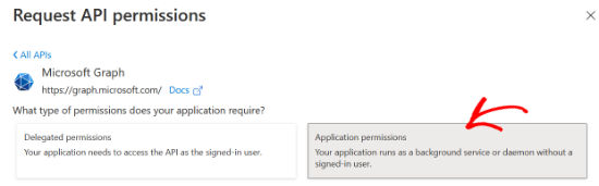 Select application permissions