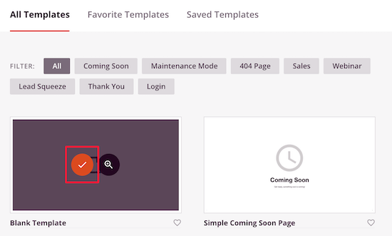 Select SeedProd template