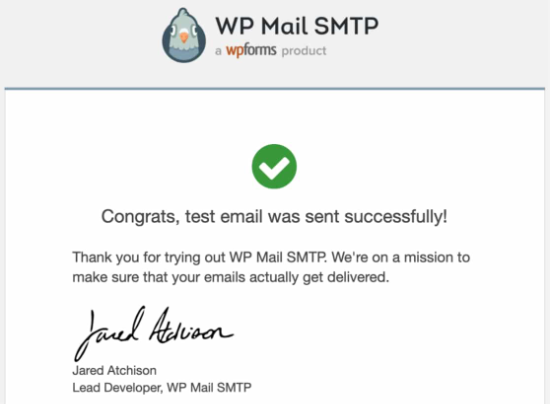 Test email from WP Mail SMTP