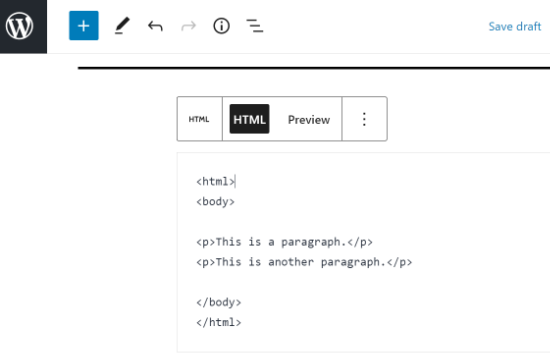 Custom HTML code in WordPress Editor