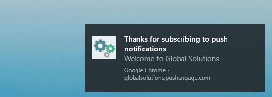 PushEngage example notification