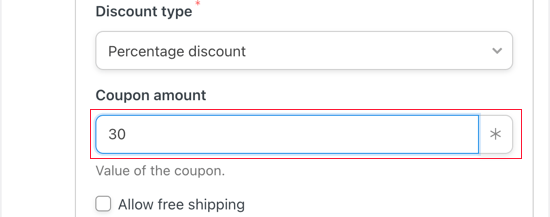 Type in the Percentage Amount