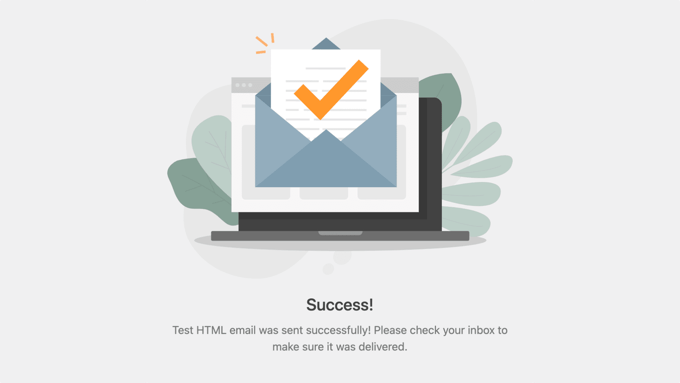 WP Mail SMTP Success! Notification