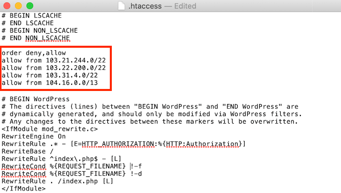 Whitelisting the Cloudflare IP address