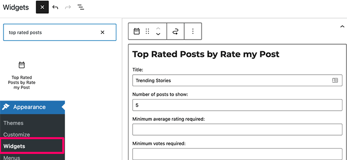 Top rated posts widget